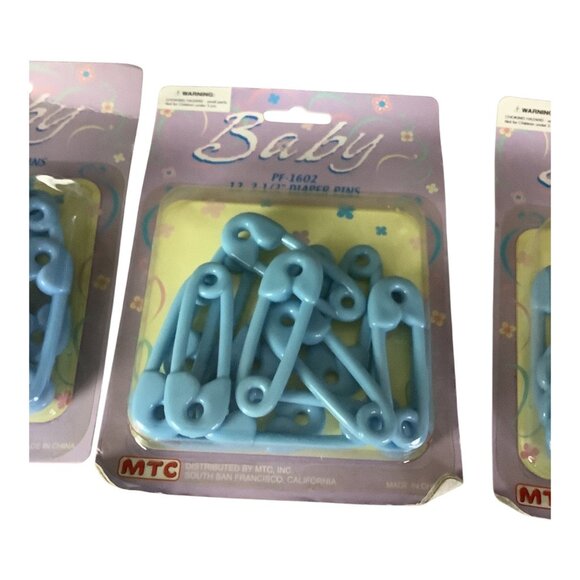 Baby Diaper Pins 2.5 Inch PF-1602 Blue 3 Packs 12 Pins Each By MTC - Picture 6 of 7